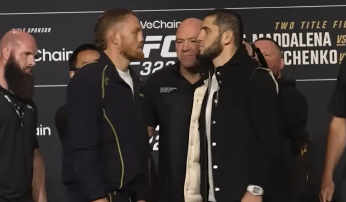 Dana White musiał rozdzielać JDM i Makhacheva! Żaden nie chciał odpuścić staredownu [WIDEO]