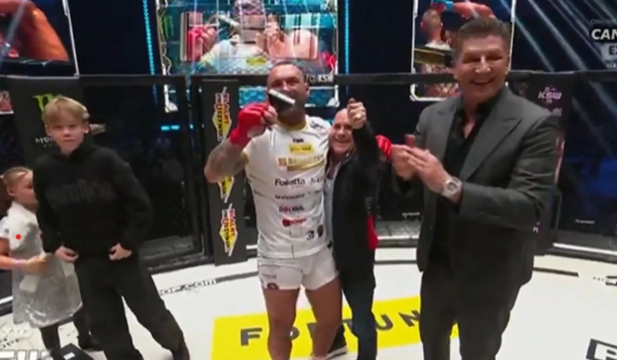 Ojciec Tomasza Romanowskiego skradł show podczas KSW 112 w Szczecinie: Zróbcie dla niego brawa [WIDEO]