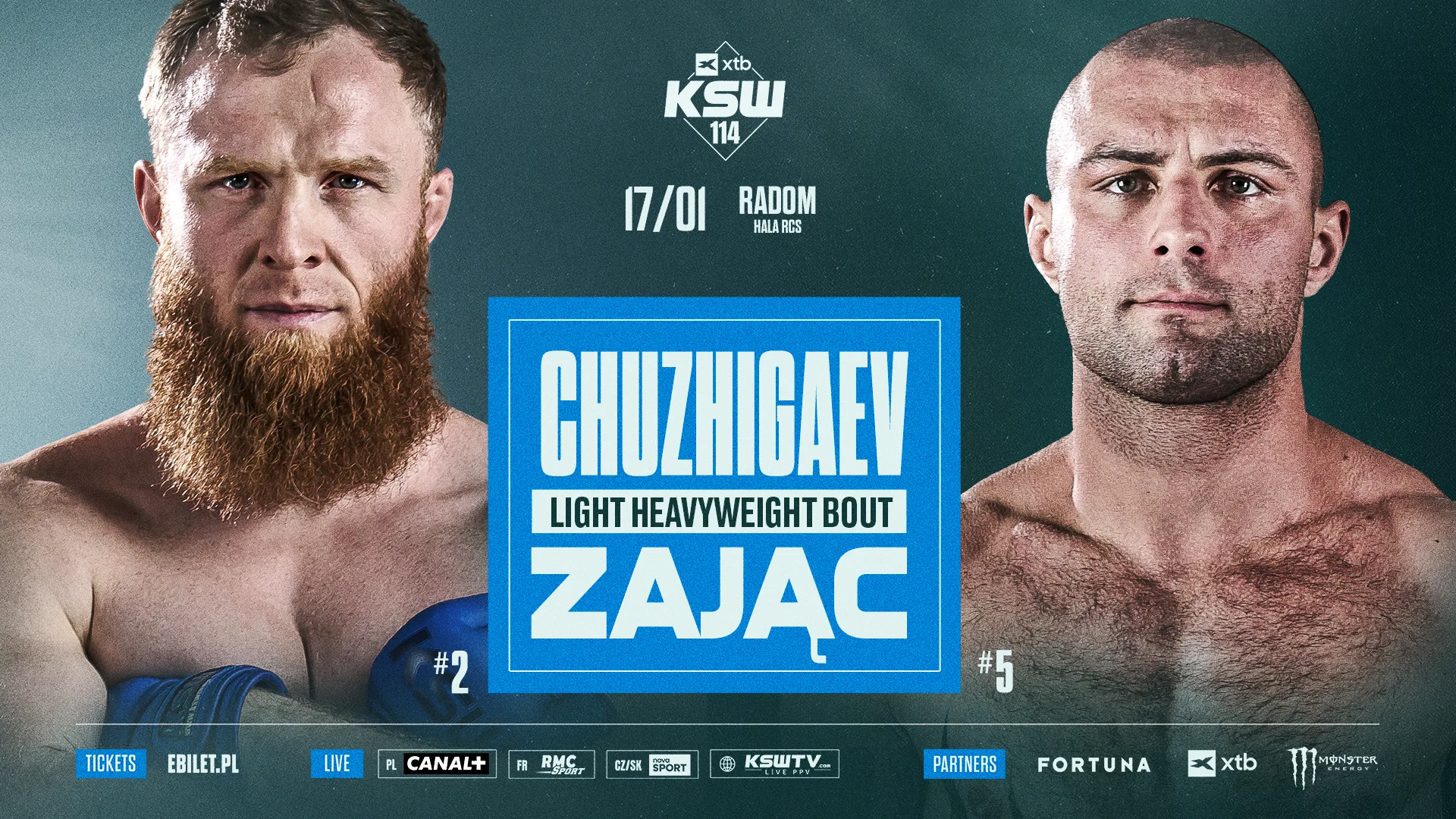 Ibragim Chuzhigaev kontra Sergiusz Zając! Kapitalne zestawienie dodane do karty walk XTB KSW 114