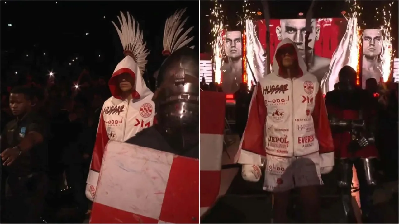 Polak wyszedł do walki o mistrzostwo świata w stroju husarza. W tle grała „Rota”