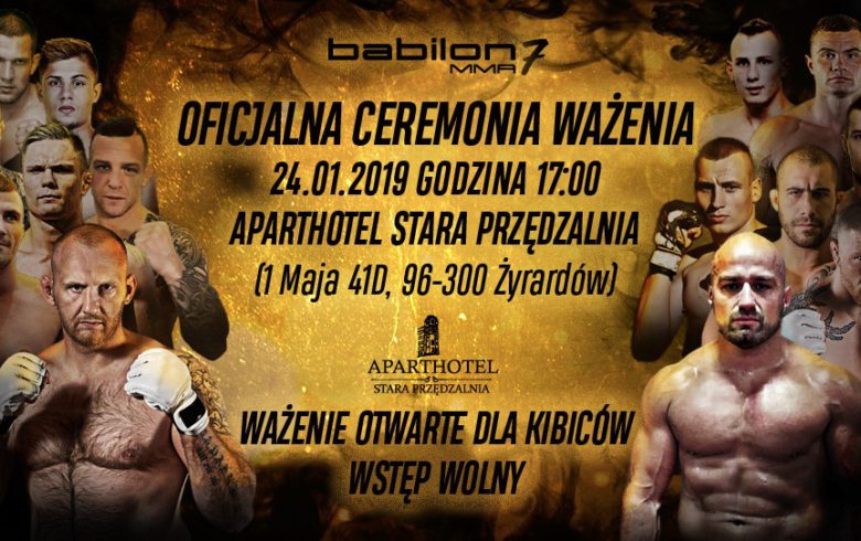 Zaproszenie na czwartkowe oficjalne ważenie przed Babilon MMA 7 w Żyrardowie